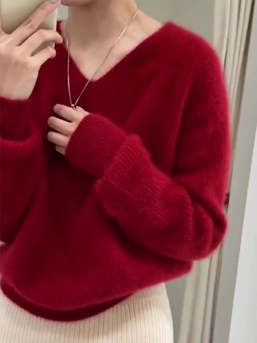 Красный оберег на день рождения, пуховик, свитер, год кролика, коллекция 2023, в корейском стиле, изысканный стиль