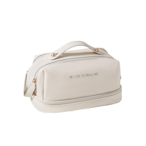 Large capacity womens 2023 new high-end double-layer cosmetic bag cosmetics storage bag portable travel toiletry storage bag