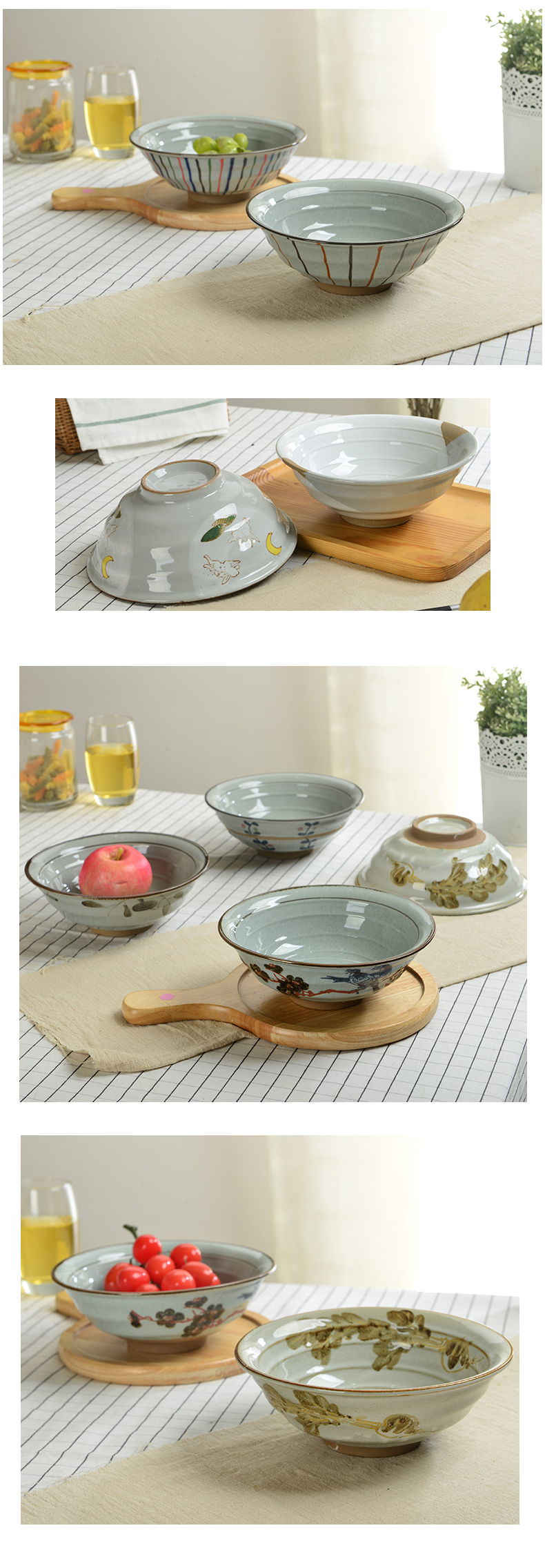 Three Japanese ceramics creative rainbow such as bowl restoring ancient ways 8 inch bowl of soup bowl individual household tableware bowls ltd. rainbow such use