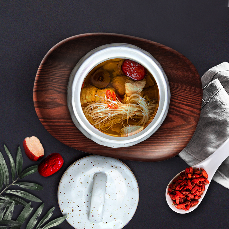 Three ceramic tableware water cup small tureen single bird 's nest curing pot of stew stew stew ceramic small home