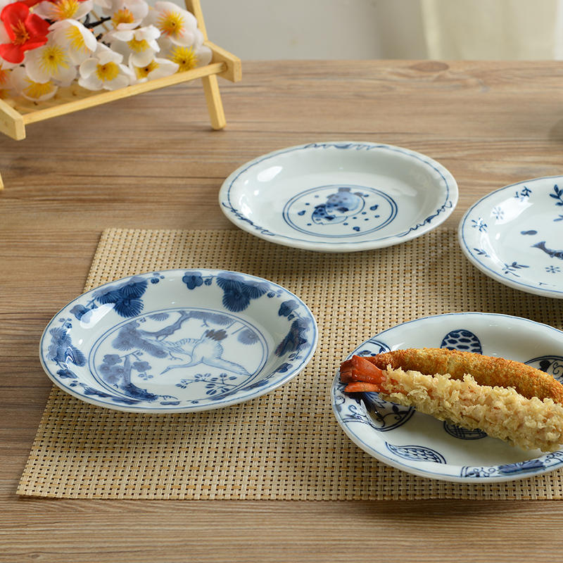 Three creative ceramic glaze color snack plate under Japanese 6 inches of ipads plate household utensils round dish dish dish ipads plate