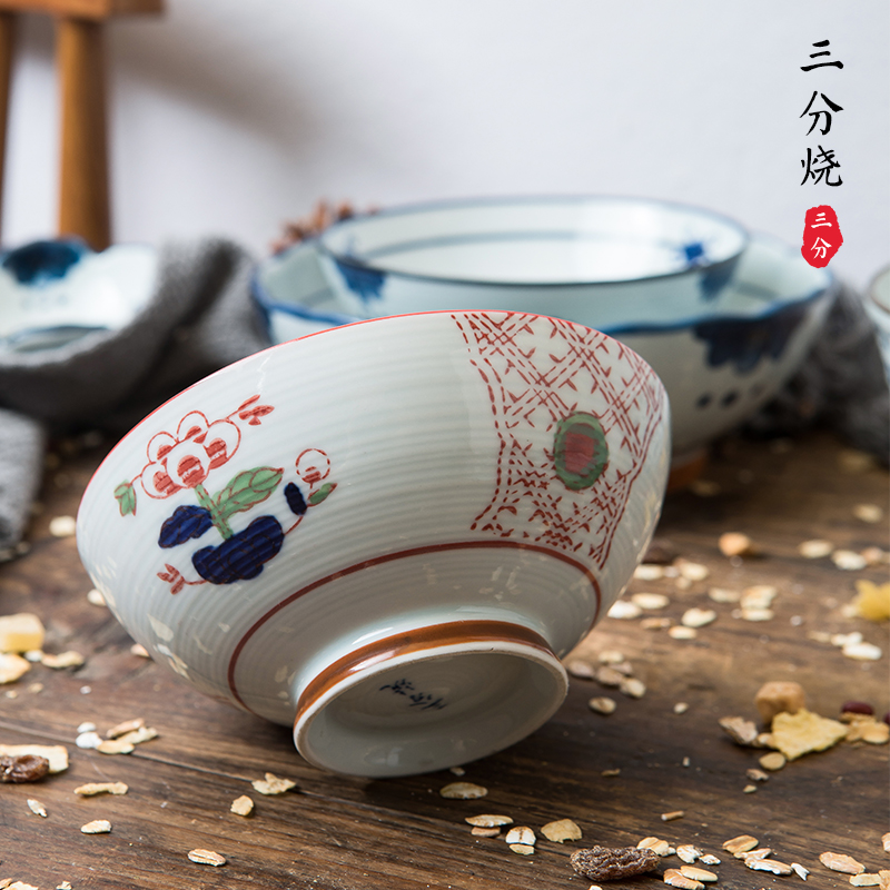 Three points to burn Japanese tableware ceramic bowl creative salad bowl bowl of rice bowls dormitory household mercifully rainbow such to use new rainbow such use