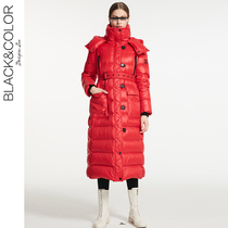 Down jacket women 2020 new slim waist big red Korean version of autumn and winter in the long section over the knee over the long ankle