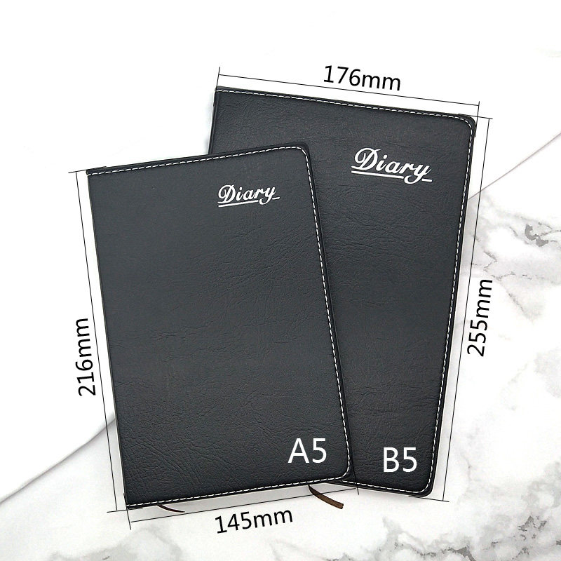 A5 notebook book custom printable LOGO retro black leather notebook b5 meeting minutes business notepad - Taobao