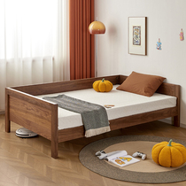 Childrens bed black walnut solid wood splicing with guardrails baby bed oak simple sofa customizable single bed
