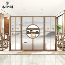 Solid wood screen partition living room entrance door decoration New Chinese style entrance to the house Entrance Office Hotel Partition Wall Seat Screen