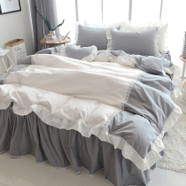 Ins Nordic cotton cotton 100 four-piece set princess wind girl heart quilt cover ruffled bed skirt bedding