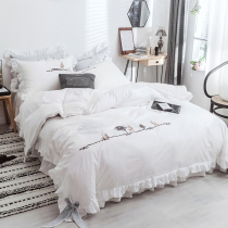 Cotton white four-piece European bed sheet girl quilt cover princess wind cotton bed skirt 18 m double bed supplies