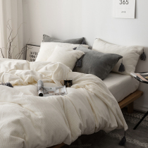 Ins Nordic style coral velvet bed four-piece waffle velvet quilt cover solid color sheets autumn and winter double-sided velvet 1 5