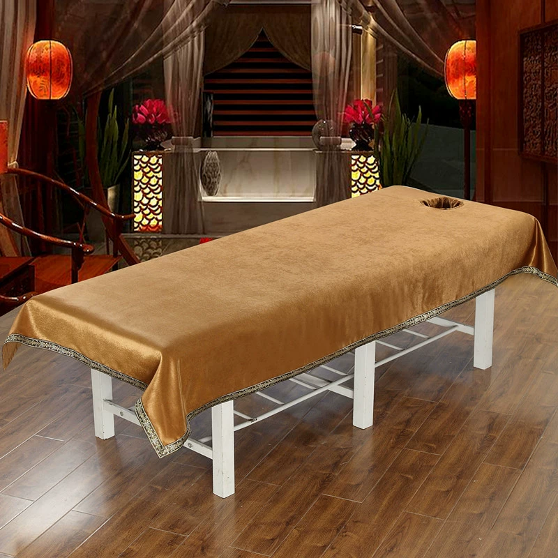 Làm đẹp bằng vải cotton thêu khăn trải bán buôn và bán lẻ chăm sóc sắc đẹp dành riêng SPA Body Massage có thể được tùy chỉnh vận chuyển - Khăn trải giường thảm lông cừu trải giường