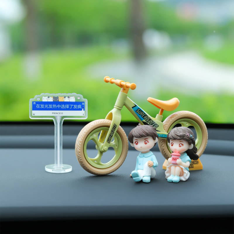 New Trendy Car-Mounted Personalized Street Sign Bicycle Car Ornament Creative Couple Doll Car Interior Decoration
