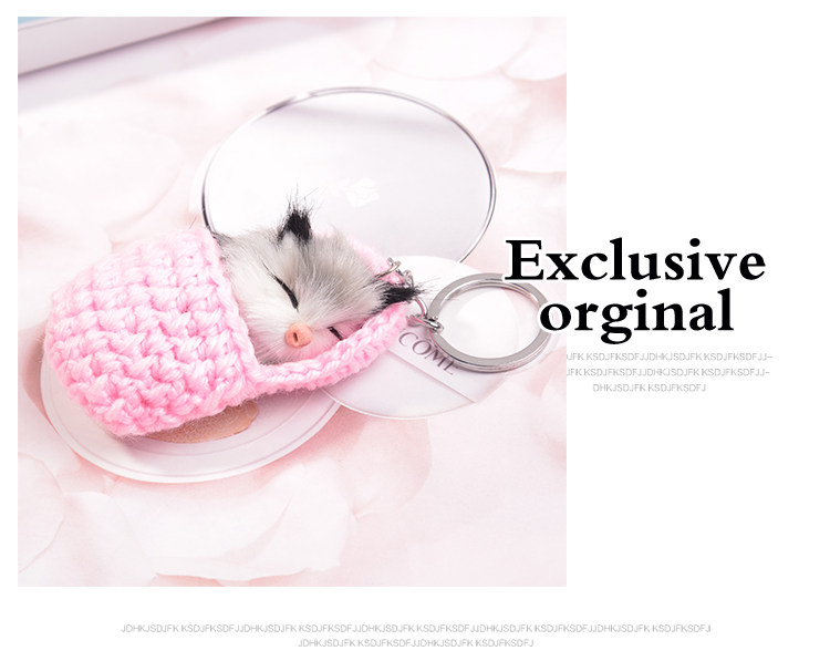 Sleeping Cat Keychain Violet
