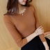 áo len ngắn nữ cổ thấp áo len cashmere của mùa xuân và mùa thu tròn cổ áo len knitsweater mỏng màu quần áo cơ thể sửa chữa đáy 