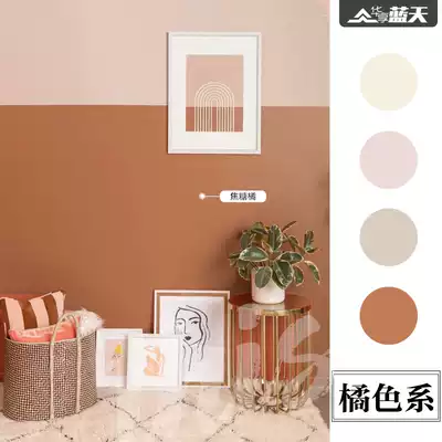 Morandi color dirty orange indoor self-brush household orange orange paint water-based diatom mud instead of latex paint