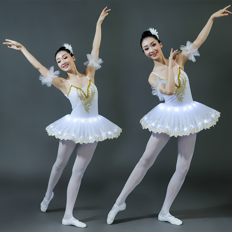 Poly luminescent ballet dresses, adult women&apos;s performance suits, children&apos;s fluorescent Penghao skirts, LED embroidered dance costumes.