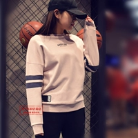 Cổ áo cổ tròn của phụ nữ Li Ning Wei 2019 mới mùa xuân áo khoác dài tay không có mũ thể thao thủy triều AWDP054 - Thể thao lông cừu / jumper sweater trắng