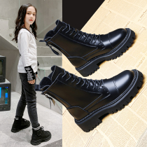 Girls shoes Leather Martin Boots 2021 Autumn and Winter New British Style Short Boots Two Cotton Boots Leather Boots