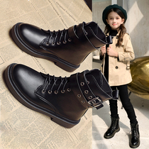 Girl Martin boots 2021 autumn new leather single boots British style childrens short boots Zhongdong fashion boots