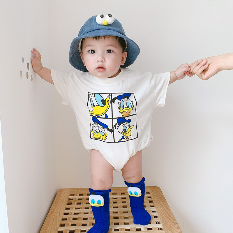 Net Red Baby Clothes Summer Dress Triangle Khae Newborn Super Cute Cartoon Short Sleeve Hyphenate Baby Summer Climbing Boomer