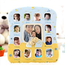 Baby growth record children one year old 12 months photo frame setting table cute baby photo hanging wall birthday arrangement
