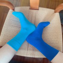 Lake Blue Socks Woman Midbarrel Spring Autumn Summer Pure Korean Chains Treasure Blue Long cylinder net red retro denim blue