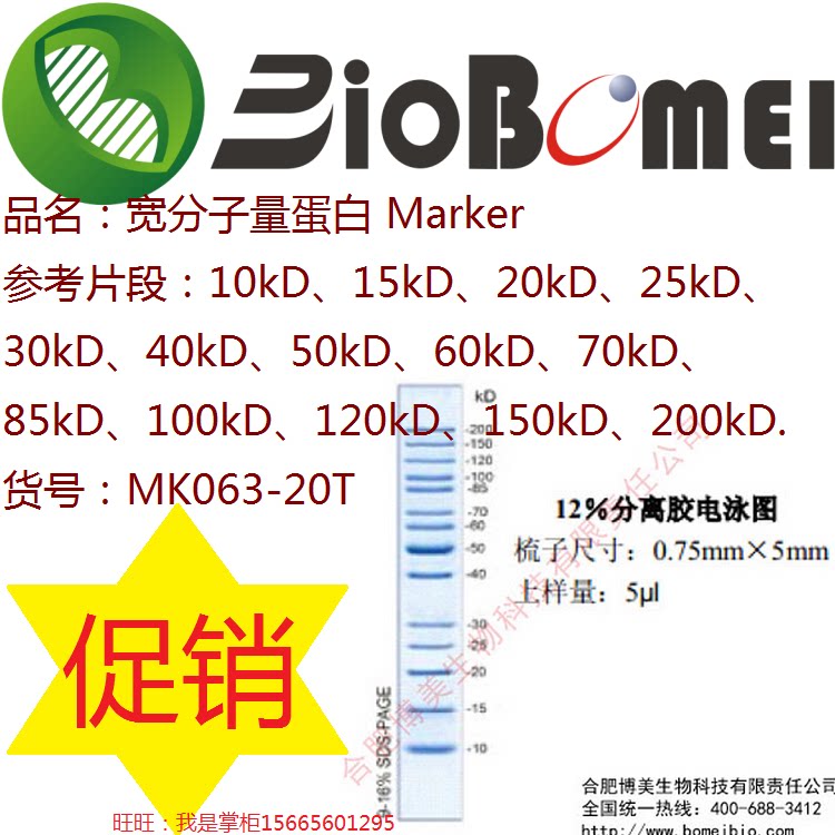 合肥博美生物宽分子量蛋白 Marker 10kD-200kD实验试剂开电子发票
