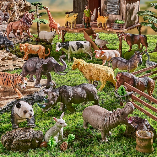 Детская модель животного, реалистичная игрушка, детский познавательный комплект, ферма, раннее развитие, зоопарк, полный комплект