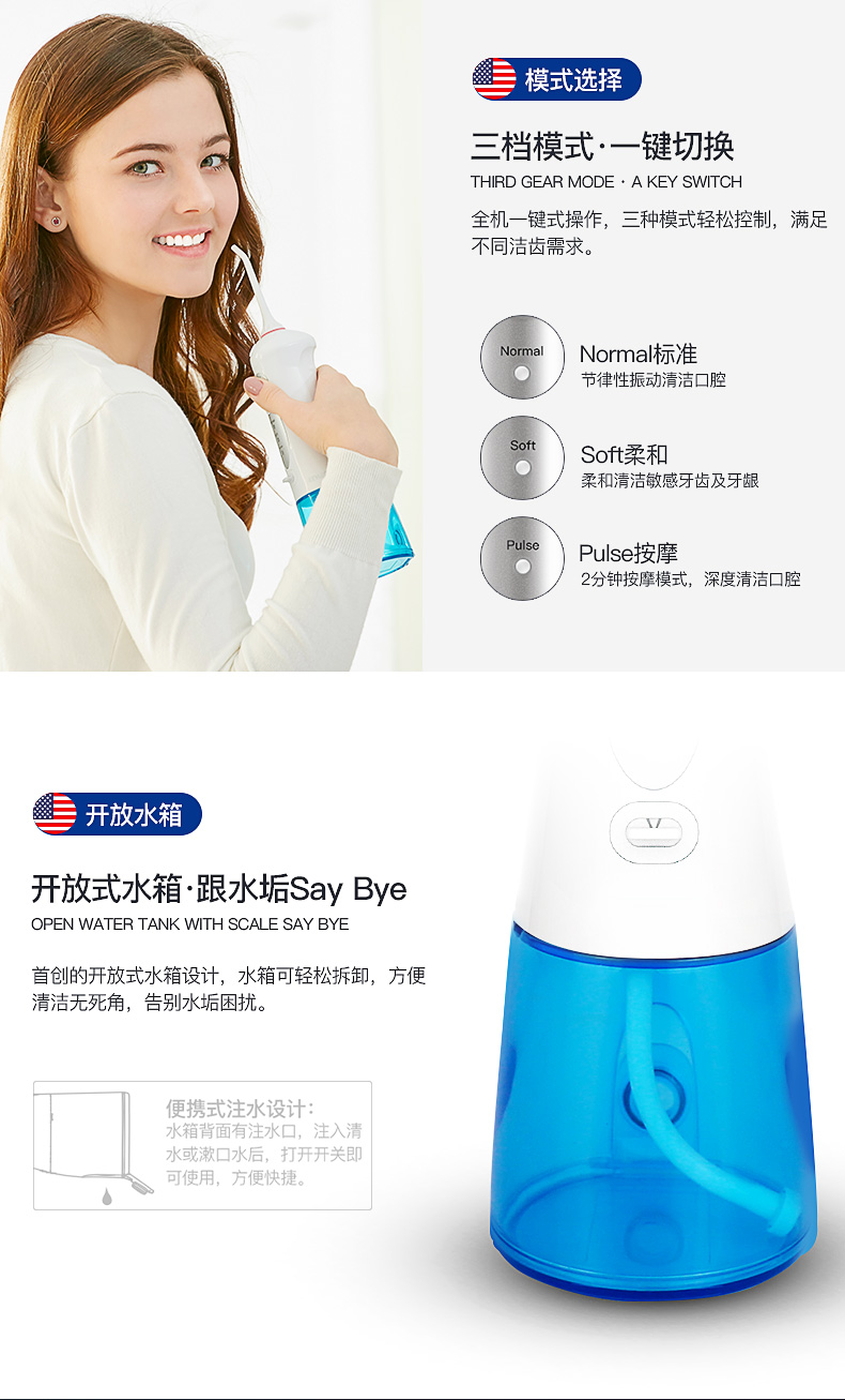 美国 心诺 便携式智能冲牙器 IPX7级防水 图5