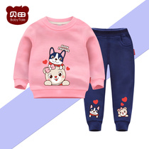 Childrens clothing childrens foreign style Net red girls spring womens baby fashionable clothes spring girls spring and autumn two sets
