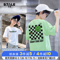 2022 New Pint Children Dress Children Short Sleeve T-shirt Boy Tide Cards Summer Thin half sleeves Compassionate Trendy Summer Clothing Blouse