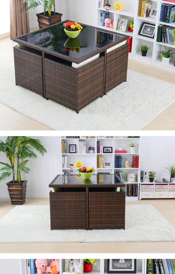 Wicker ghế cafe ban công biệt thự ngoài trời kết hợp bàn mây và ghế mây nội thất gửi đệm - Đồ gỗ ngoài trời bàn gỗ ngoài trời