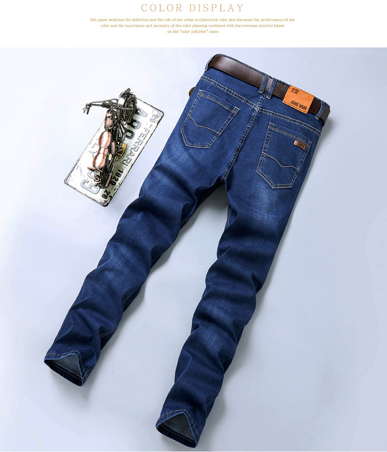 Meitebangjie mùa hè phần mỏng cao stretch jeans của nam giới lỏng thẳng kinh doanh bình thường mùa hè quần mỏng