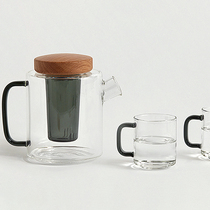 Man food slow language simple simple design heat-resistant thickened high boron glass teapot set Tea coffee pot tea cup