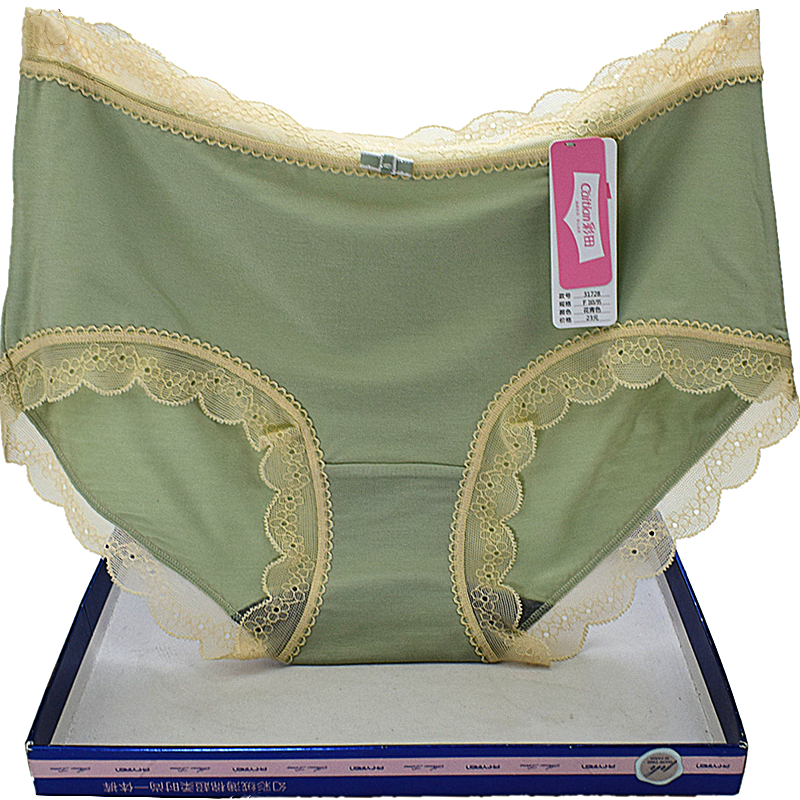 Colored field panties female Modale cotton high shot waist 31728 lace edge graphene simple solid color young girl spring