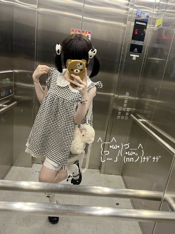 "Alice" Original Japanese-Style Cute Black and White Plaid Dress with Loose Flying Sleeves for Summer "Alice" Original Japanese-Style Cute Black and White Plaid Dress with Loose Flying Sleeves for Summer
