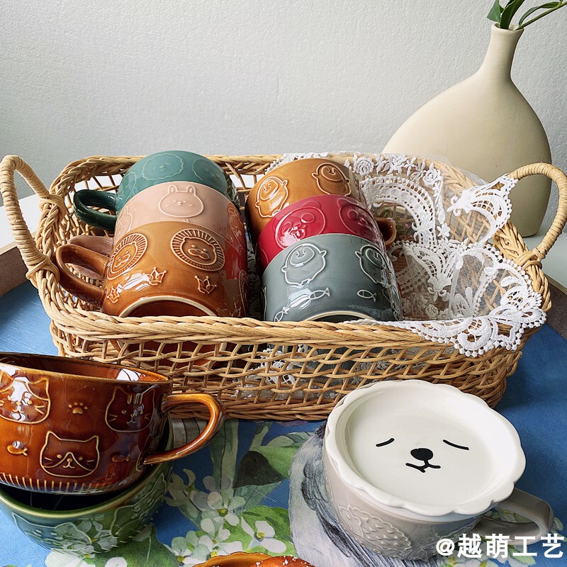 Cute Animal Head Cartoon Cup, Household Ceramic Cup, ins Breakfast High-Value Mug, Cute Milk Cup Cute Animal Head Cartoon Cup, Household Ceramic Cup, ins Breakfast High-Value Mug, Cute Milk Cup