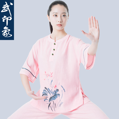 太极服女夏季太极拳练功服棉麻短袖太极服夏天薄款新款高端武印象