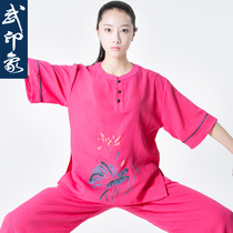 Tai Chi clothing womens cotton and hemp summer new Tai Chi practice clothing linen Tai Chi clothing summer performance clothing Martial arts impression