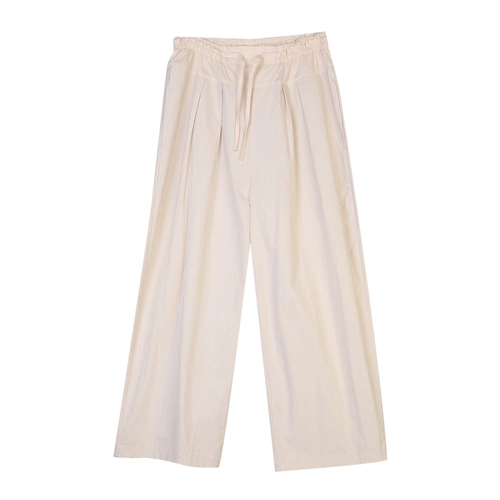 Осенние штаны, бежевые повседневные брюки, по фигуре, из хлопка и льна