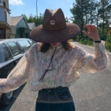 Ретро хлопковая футболка, цветочный принт, коллекция 2022, в корейском стиле, рукава фонарики