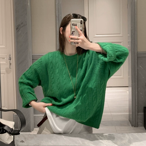 莉贝琳 Однотонный шерстяной свитер, круглый воротник