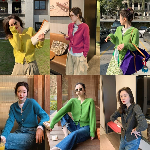 Мягкий зеленый кардиган, свитер, куртка, 2022, осенний