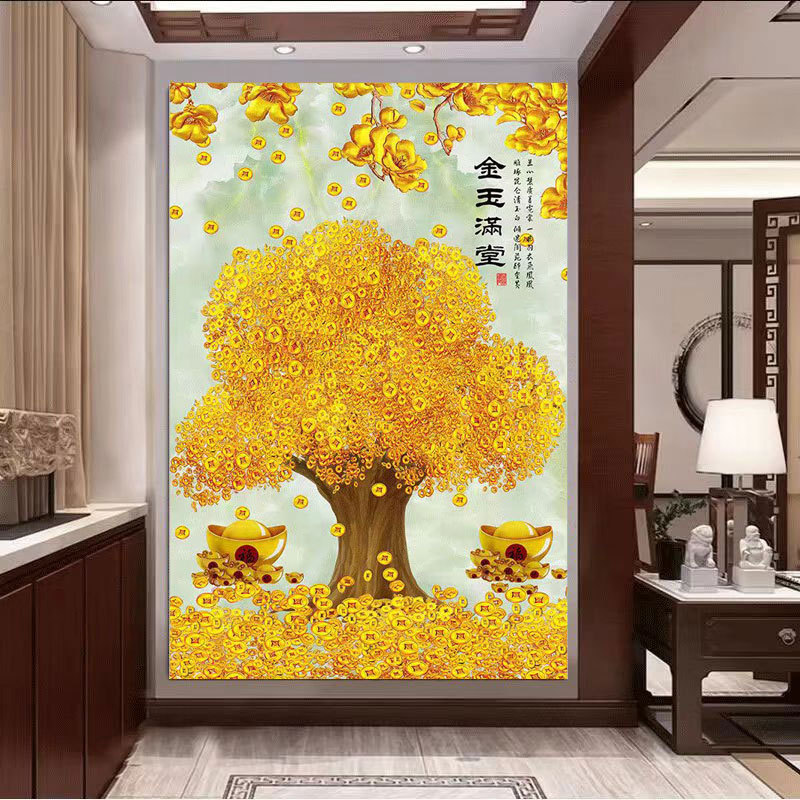 Money Tree, Wealth and Prosperity, Feng Shui Painting, Money Tree, Corridor, Entrance, Wealth-Attracting Wall Sticker, Self-Adhesive Money Tree, Wealth and Prosperity, Feng Shui Painting, Money Tree, Corridor, Entrance, Wealth-Attracting Wall Sticker, Self-Adhesive