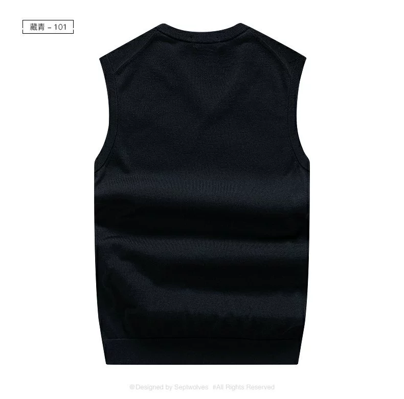 Bảy con sói áo len nam vest len ​​mùa xuân và mùa đông mới áo len giản dị vest nam áo len 3719 - Áo len
