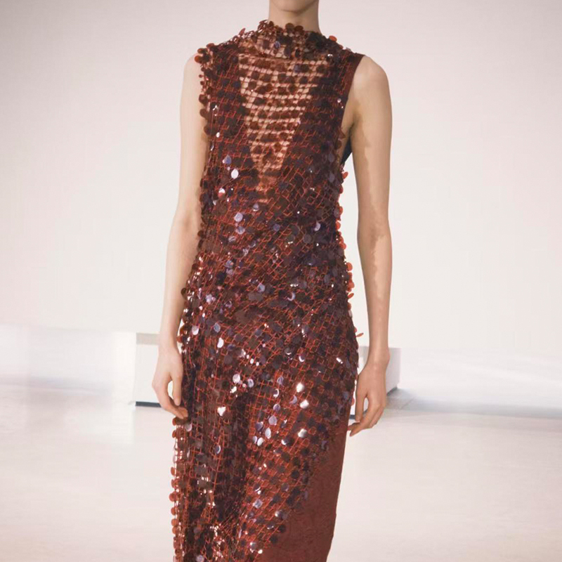 Morning Photo Shoot Dress for Women, Bride, High-End Sequin Sleeveless Elegant Dress, Red Toast Dress, Long Dress