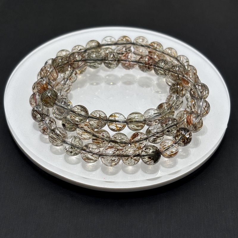 Natural Black Gold Super Seven Three-Circle Bracelet Gift DIY Materials Beaded Original Crystal Jewelry Trendy Accessories