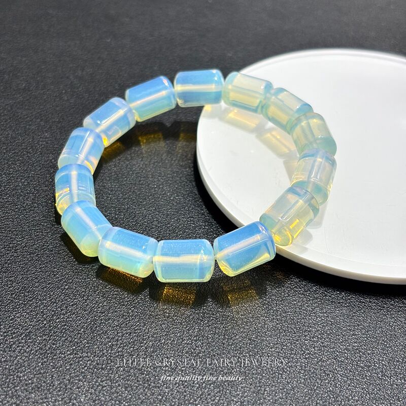 Opal Cylindrical Barrel Bead Bracelet Like Opal Synthetic Gemstone Bracelet DIY Original Chinese Style Jewelry