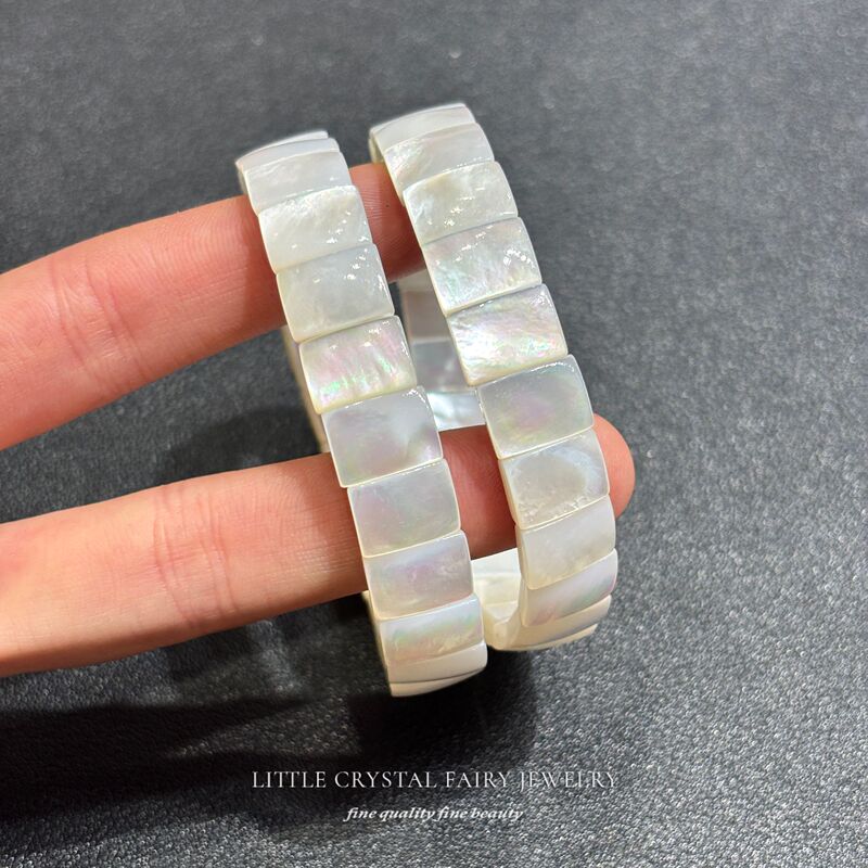 Natural Shell White Mother-Of-Pearl Bracelet, DIY Original Crystal Jewelry, Gift for Girls and Best Friends