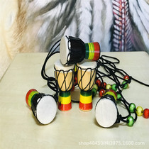 African drum necklace mini craft handcrafted drum hang piece of Lijiang tourism souvenir Zhao Lei same style mini gift