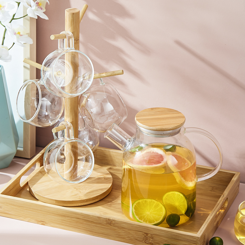 Cold water pot suit Heat resistant home glass pot livingroom cool water cup suit light and Nordic cold water pot high temperature teapot